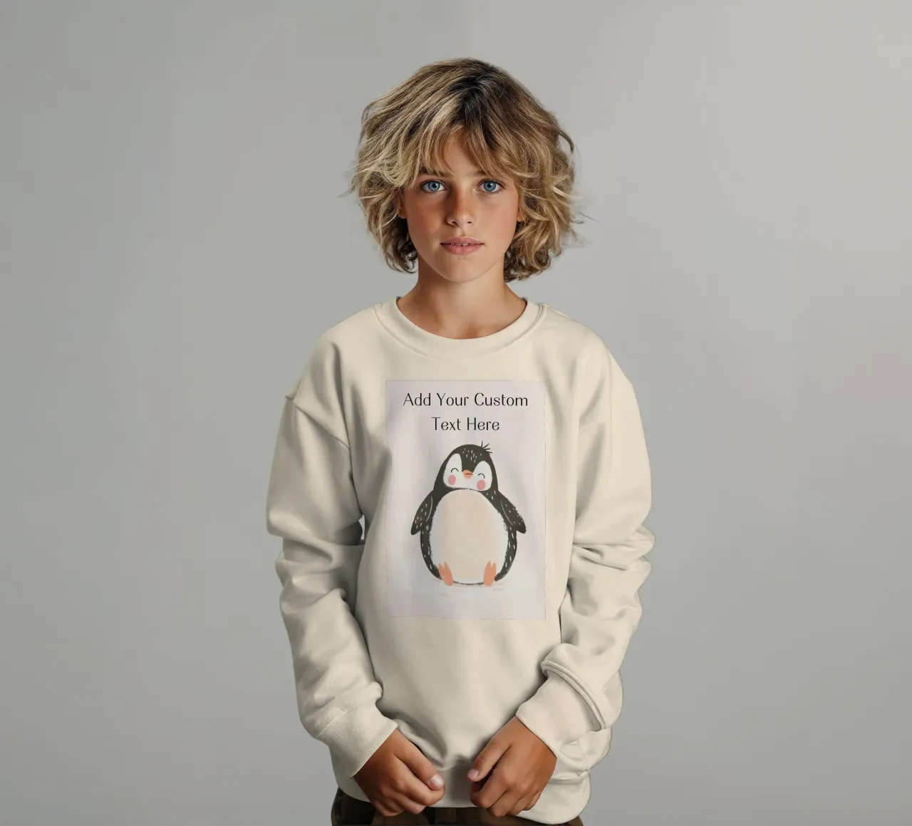 Custom Quote For Kids Nursery, Personalization Cute Penguin kids sweatshirt by Little Lola