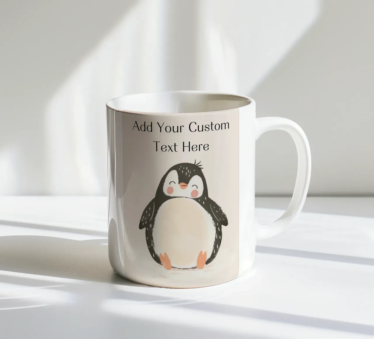 Custom Quote For Kids Nursery, Personalization Cute Penguin ceramic mug by Little Lola
