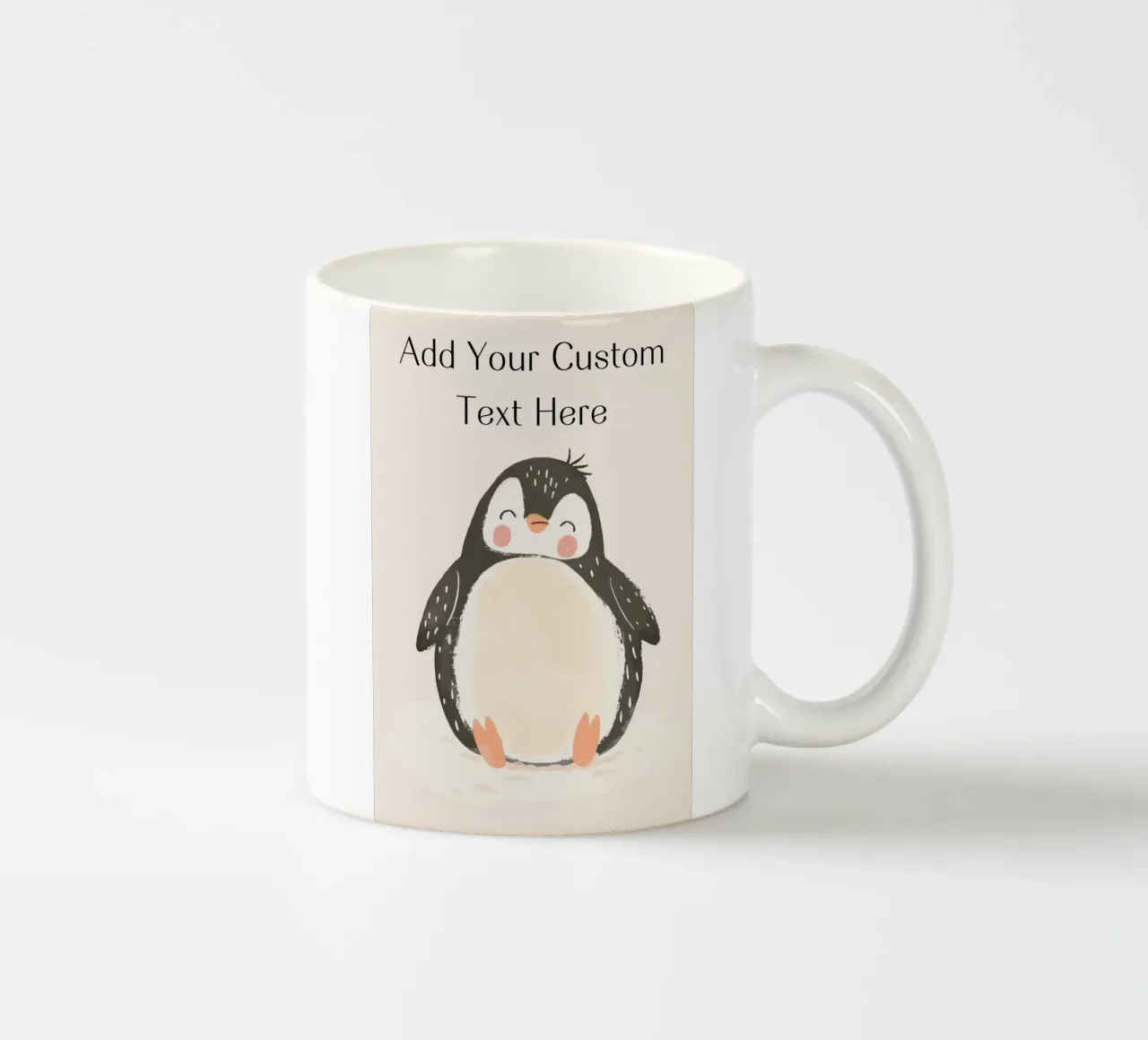 Custom Quote For Kids Nursery, Personalization Cute Penguin ceramic mug by Little Lola