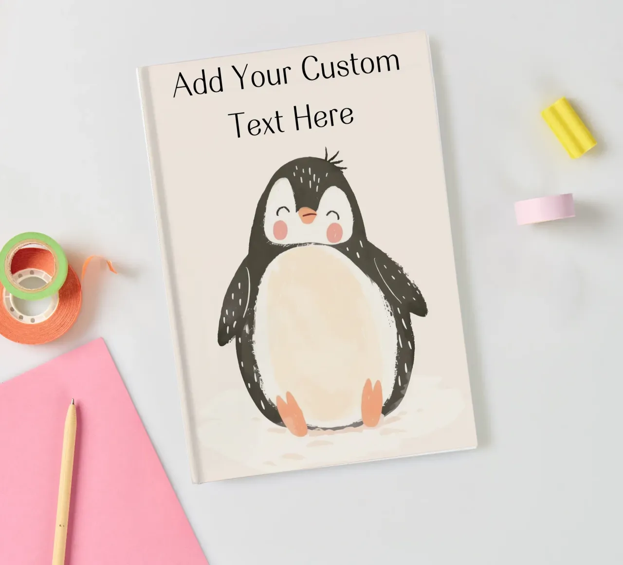 Custom Quote For Kids Nursery, Personalization Cute Penguin notebook by Little Lola