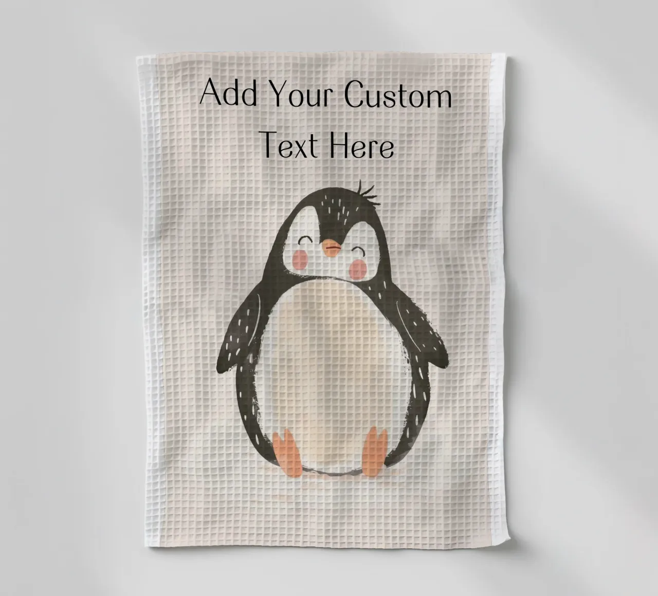 Custom Quote For Kids Nursery, Personalization Cute Penguin tea towel by Little Lola