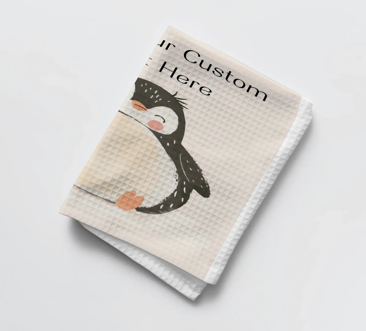 Custom Quote For Kids Nursery, Personalization Cute Penguin tea towel by Little Lola