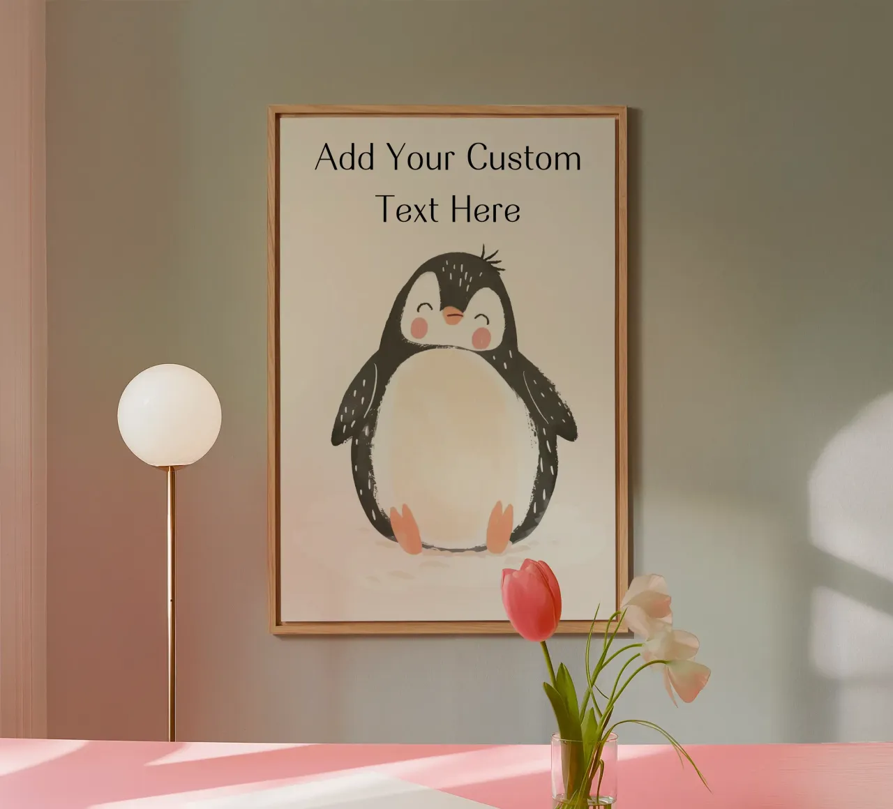 Custom Quote For Kids Nursery, Personalization Cute Penguin forex plate by Little Lola