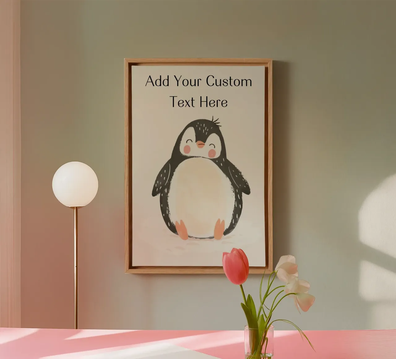 Custom Quote For Kids Nursery, Personalization Cute Penguin canvas by Little Lola