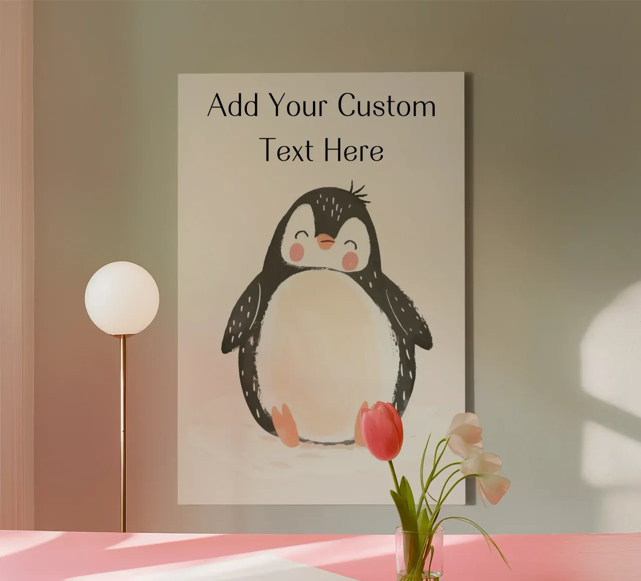 Custom Quote For Kids Nursery, Personalization Cute Penguin canvas by Little Lola