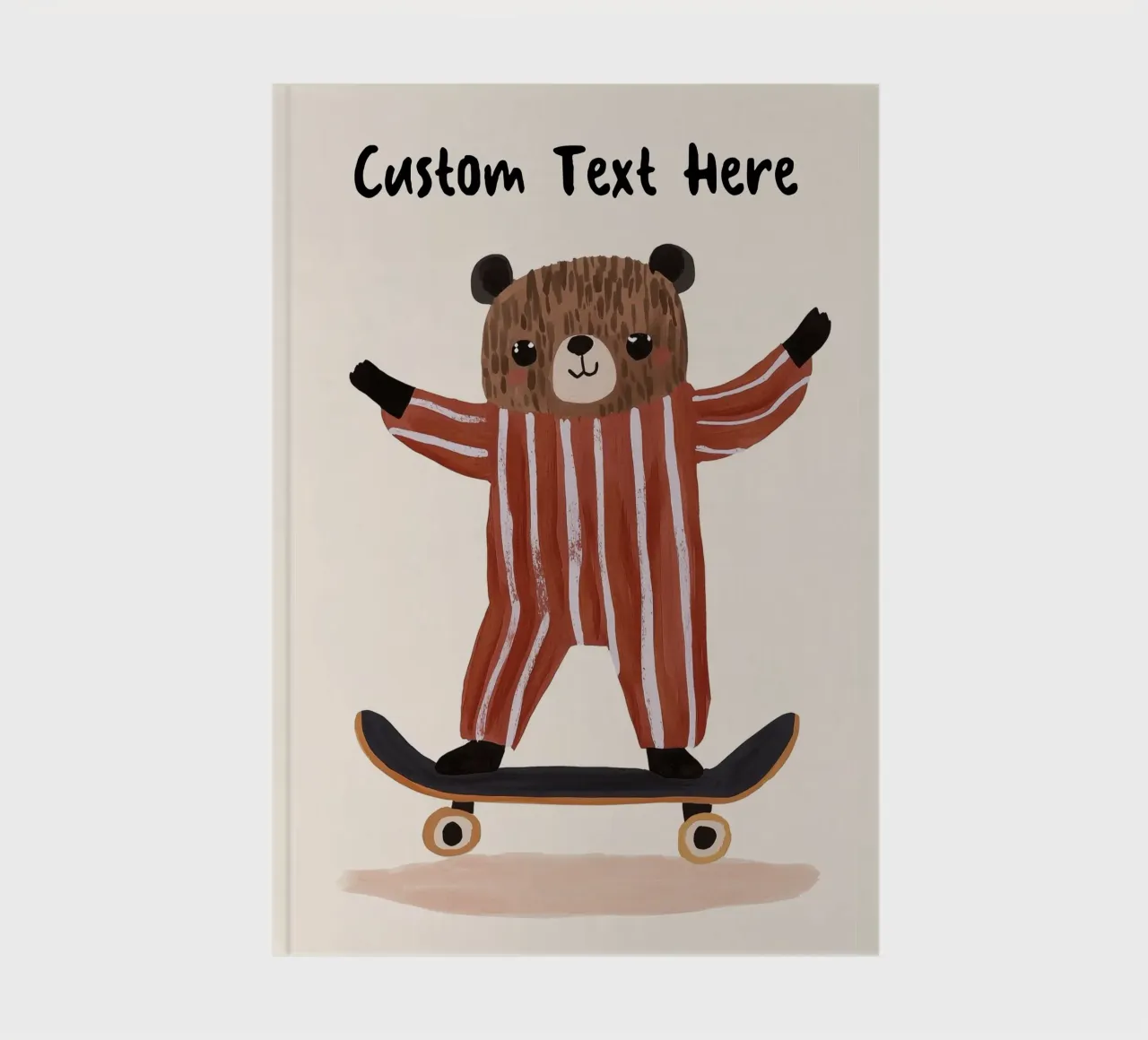 Ours Skateboarding Print, Impression personnalisée pour enfants carnet de notes de Little Lola