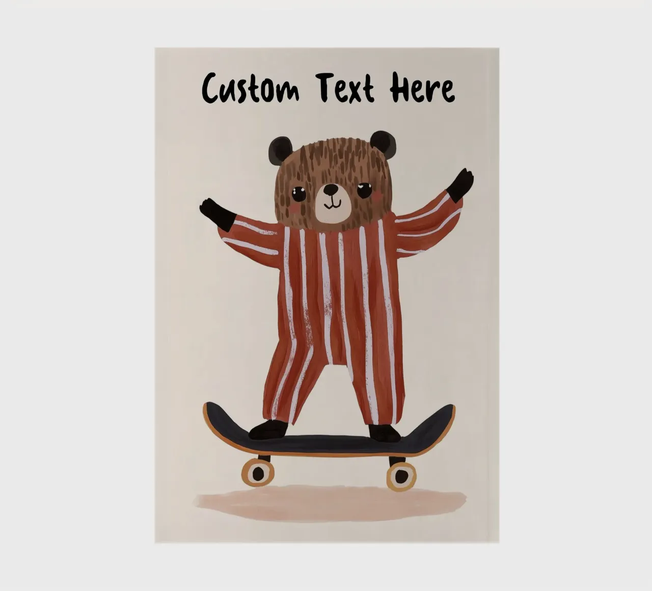 Ours Skateboarding Print, Impression personnalisée pour enfants carnet de notes de Little Lola