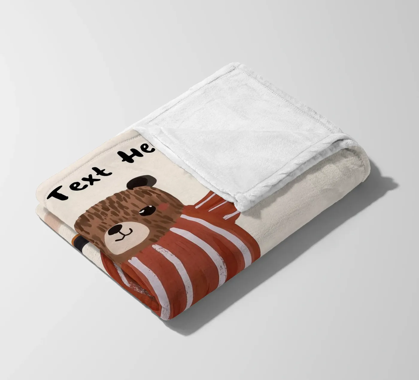 Custom Bear Skateboarding Print, Personalised Print for kids fleecedeken van Little Lola