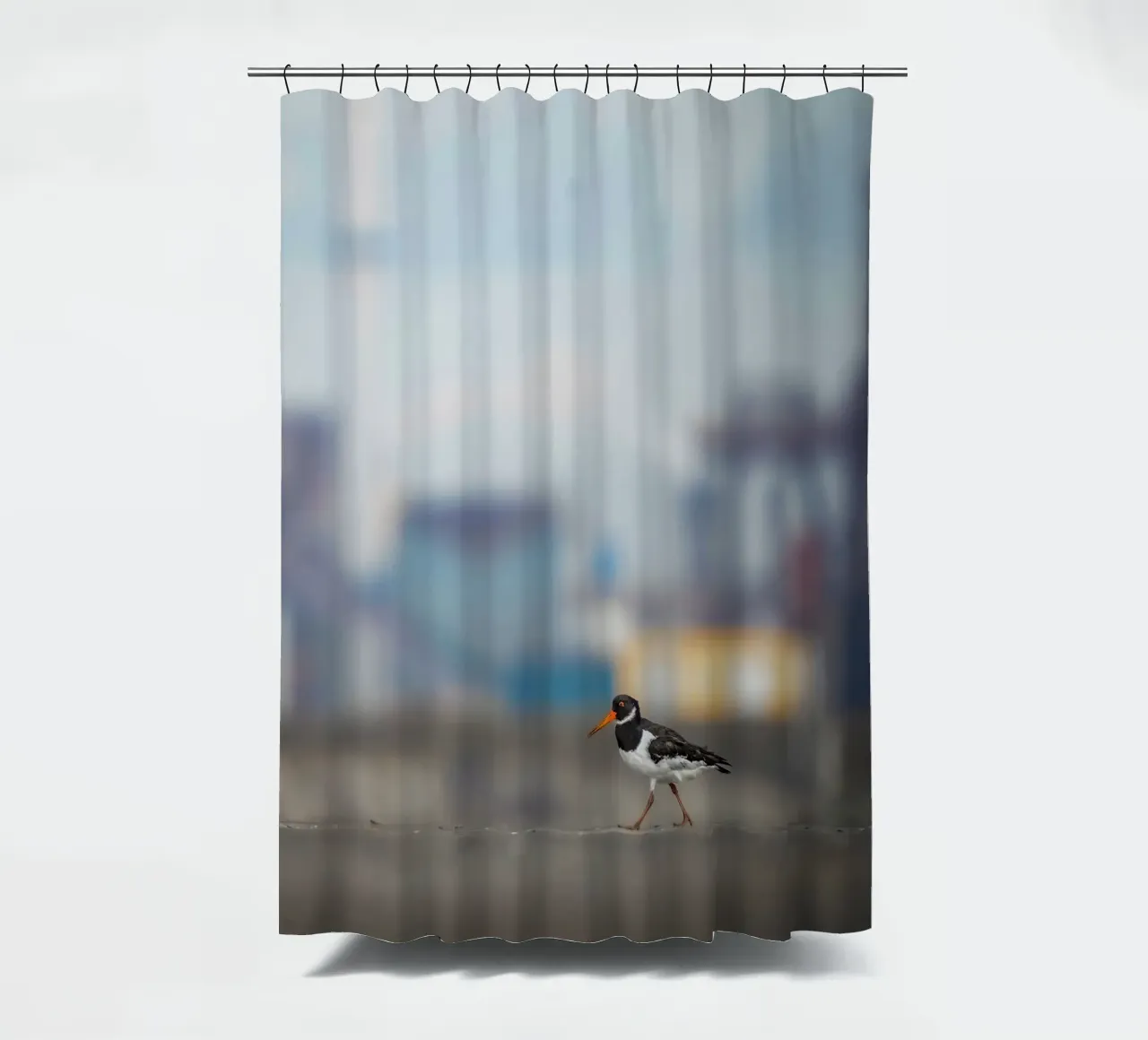 Oystercatcher shower curtain by Tom's Wildlife