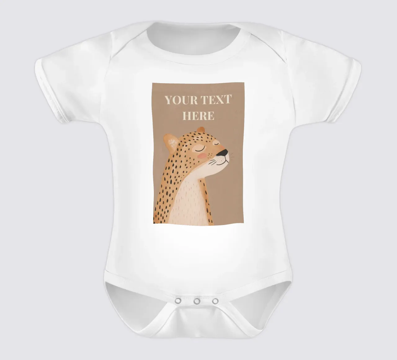 Cheetah Custom Wall Art, Gepersonaliseerd geschenk, aangepaste kunst babyrompertje korte mouwen van Little Lola