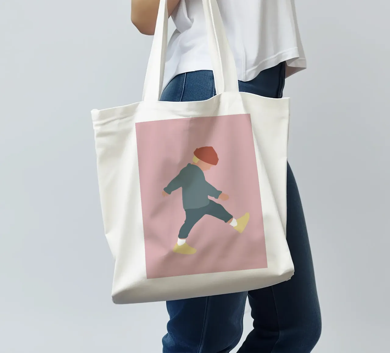 TAMO - sagoma illustrata minimalista di un ragazzo borsa in juta da Tine Taler