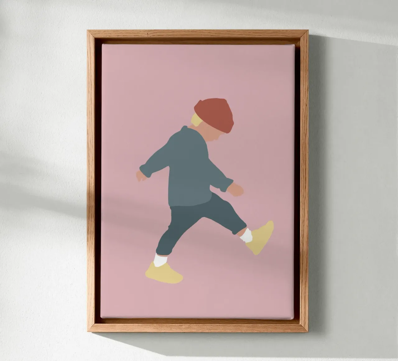 TAMO - sagoma illustrata minimalista di un ragazzo tela con Cornice a cassetta da Tine Taler