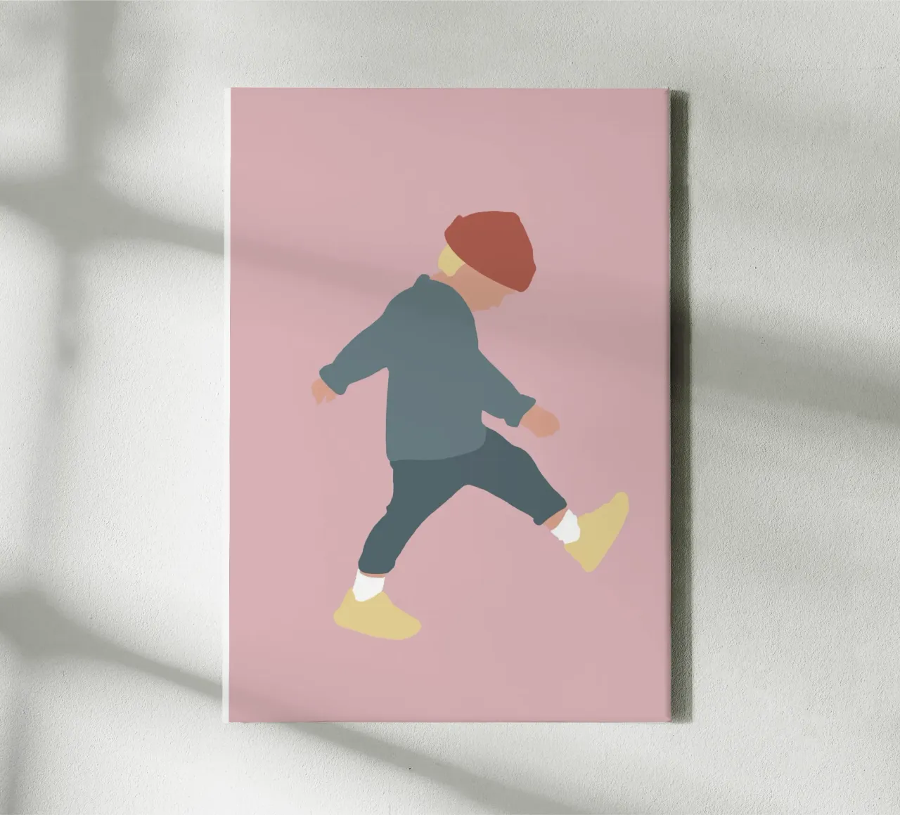 TAMO - sagoma illustrata minimalista di un ragazzo tela con Cornice a cassetta da Tine Taler