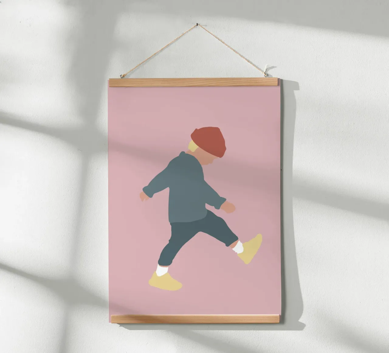 TAMO - sagoma illustrata minimalista di un ragazzo poster con telaio in plastica da Tine Taler