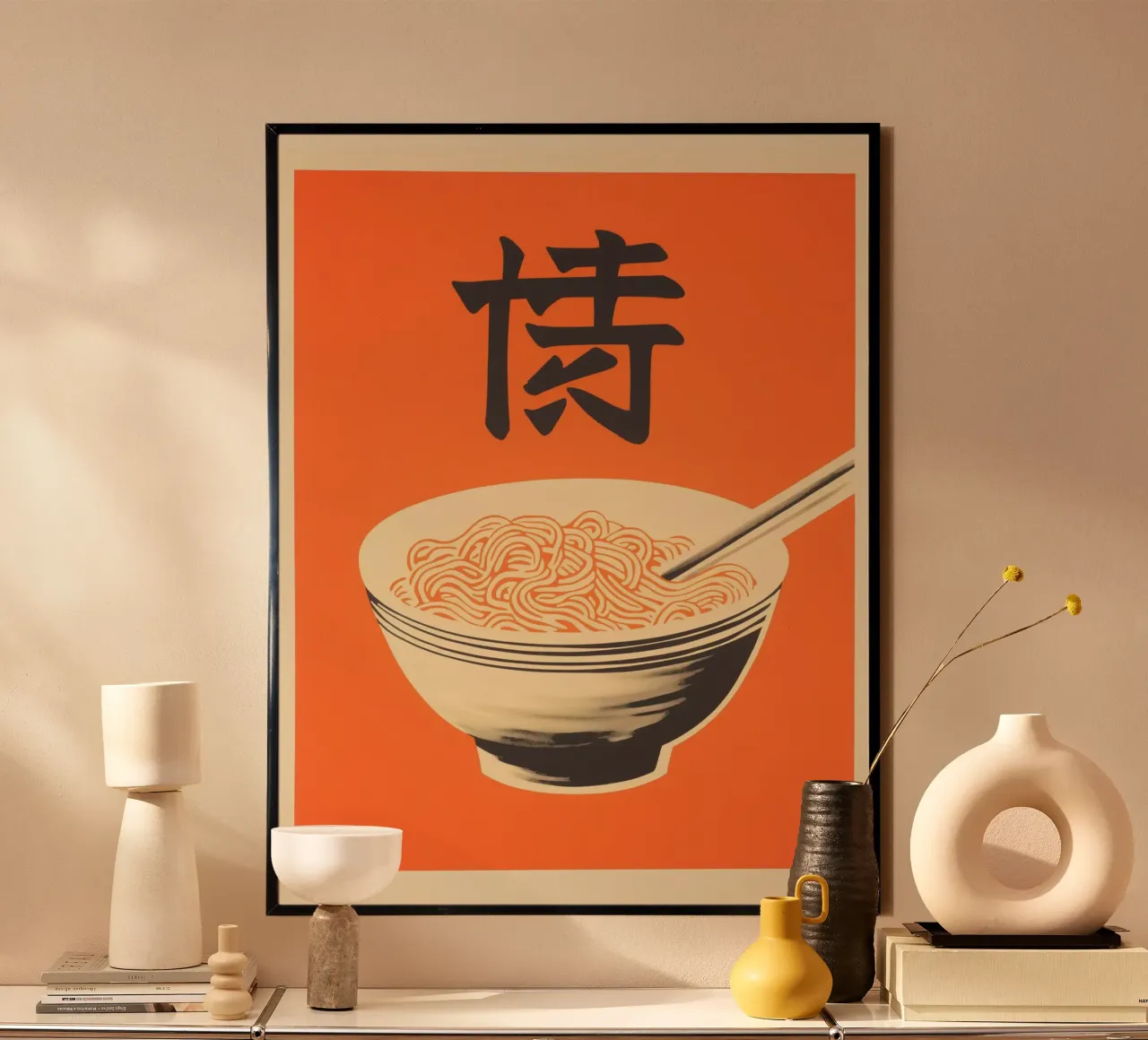 Zuppa di noodle giapponese - Poster retro Ramen arancione poster da Autofocus