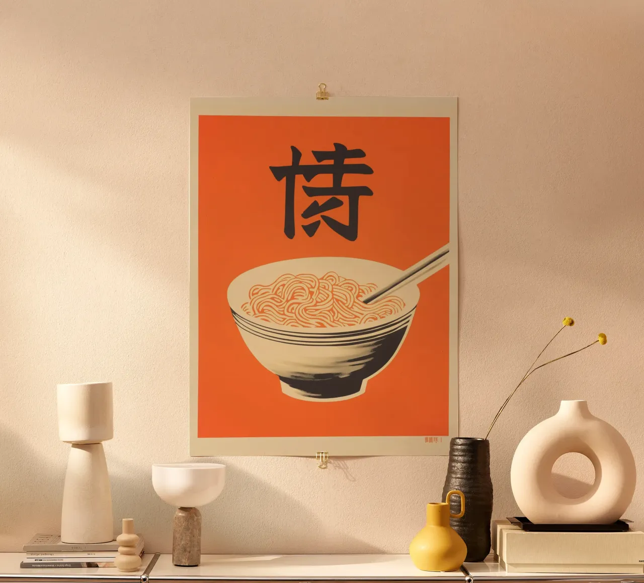 Zuppa di noodle giapponese - Poster retro Ramen arancione poster da Autofocus