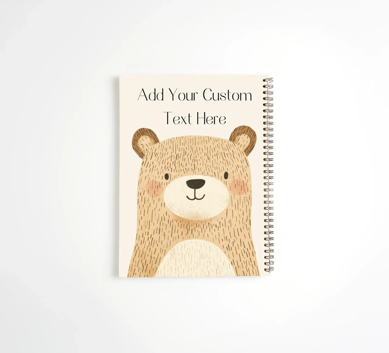 Custom Poster with Bear, Personalized Print for Nursery spiral notebook by Little Lola