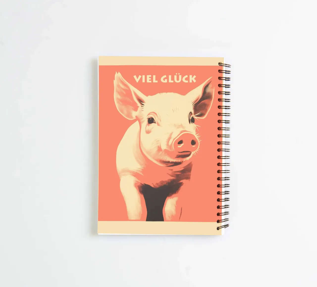 Lucky pig | Good luck with the pig in dusky pink spiral notebook by Autofocus