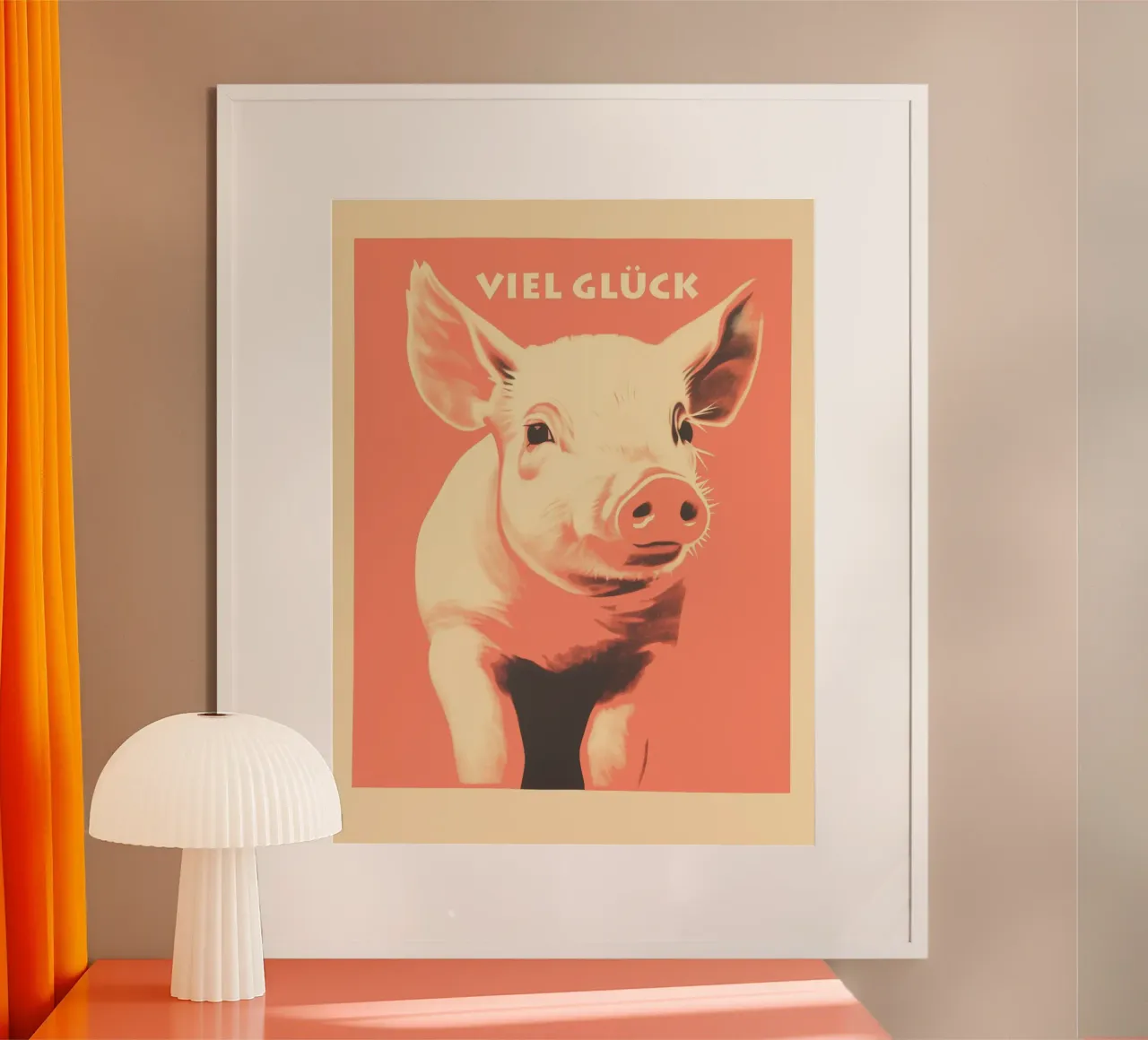 Lucky pig | Good luck with the pig in dusky pink hahnemühle by Autofocus