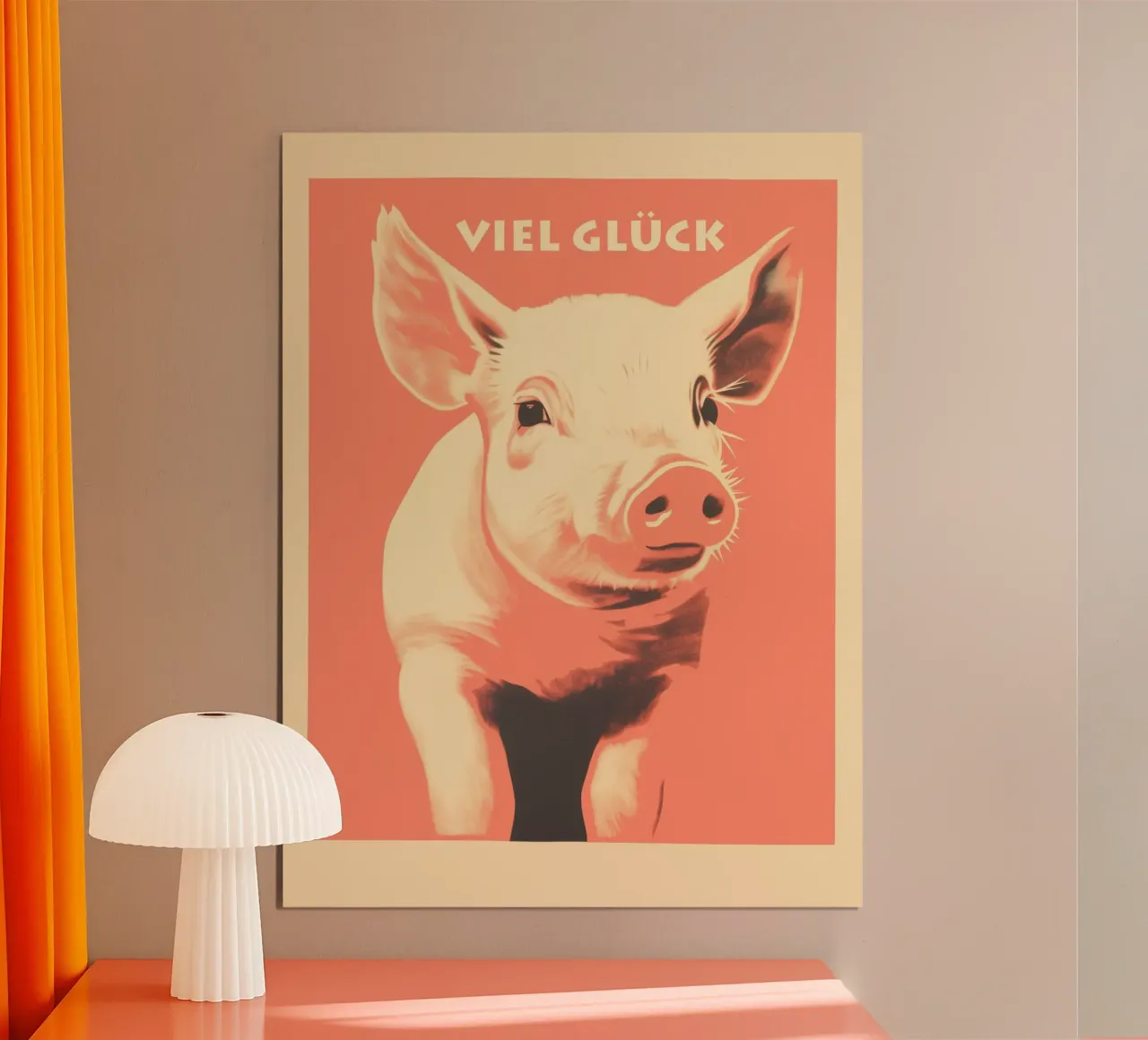 Lucky pig | Good luck with the pig in dusky pink hahnemühle by Autofocus