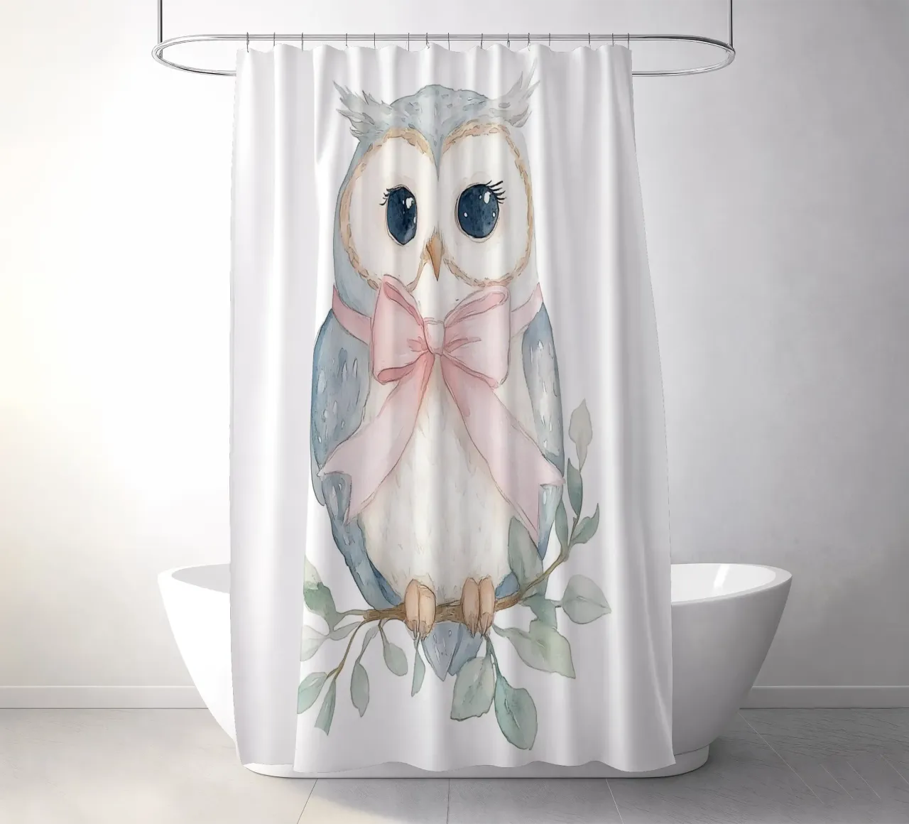 Ritratto di gufo tenda da doccia da Jungle Joy Art