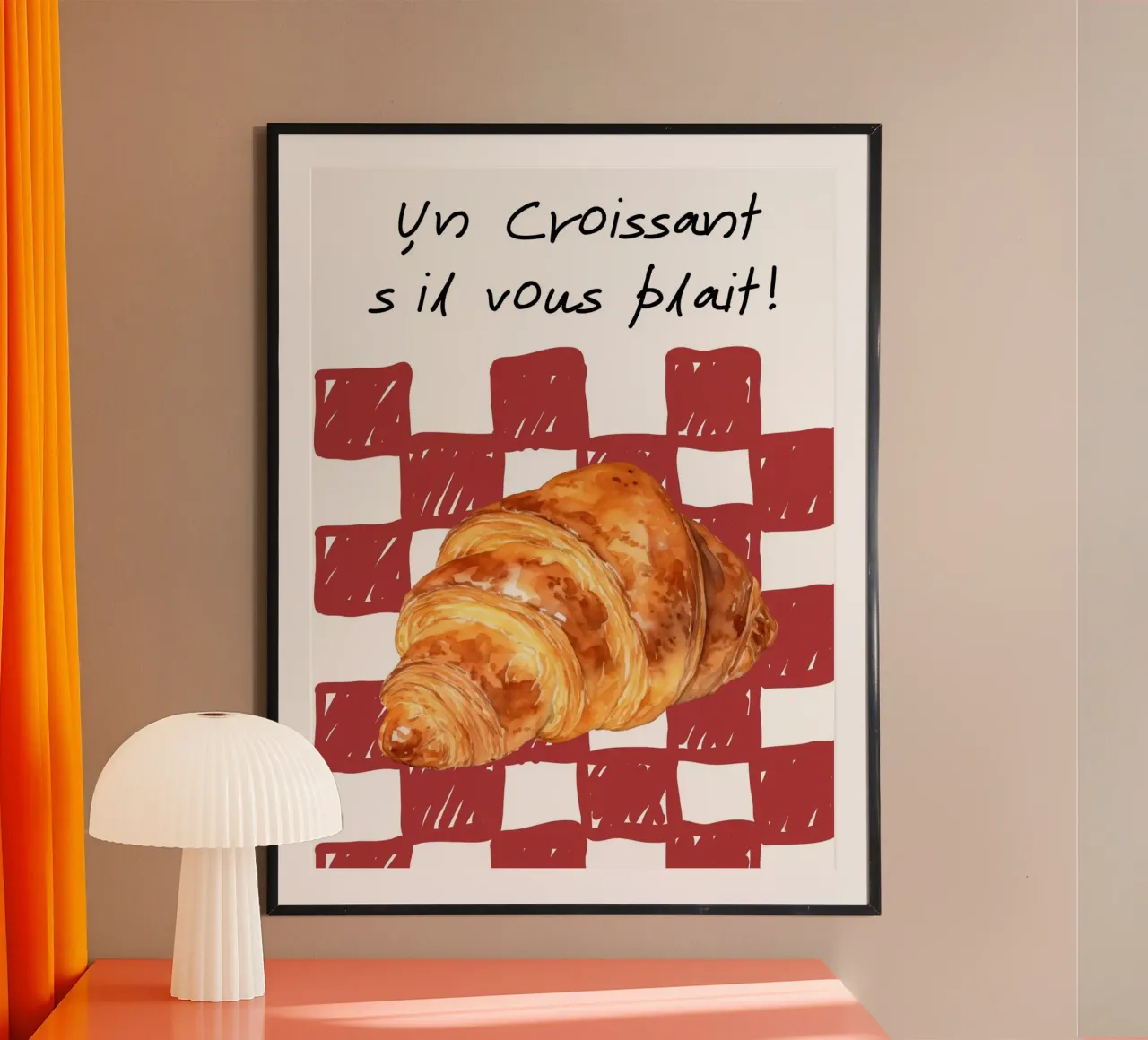checkered croissant poster da ramosashop