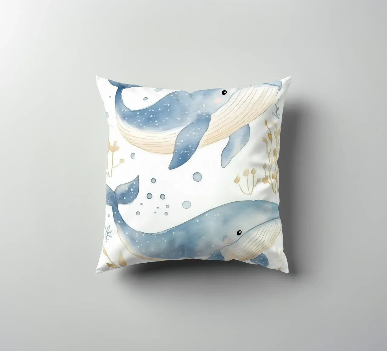 Balene acquerello cuscino da Jungle Joy Art