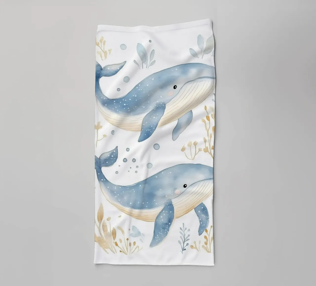 Balene acquerello asciugamano da bagno da Jungle Joy Art