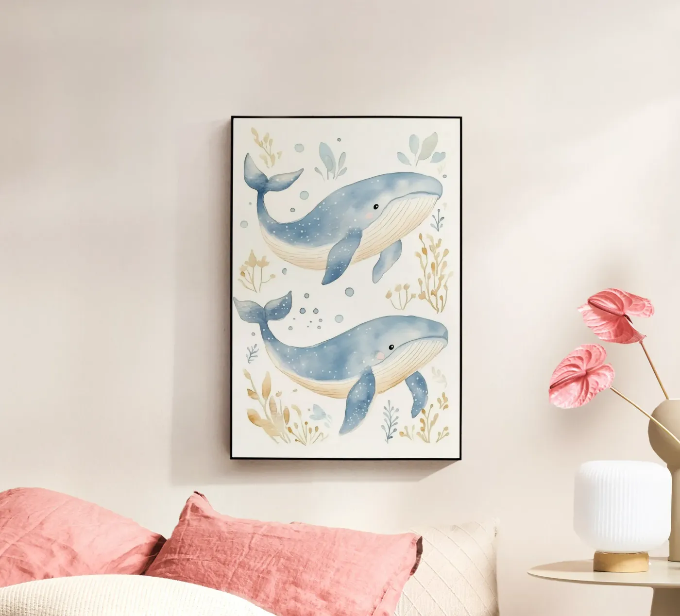 Walvissen Aquarel acryl van Jungle Joy Art