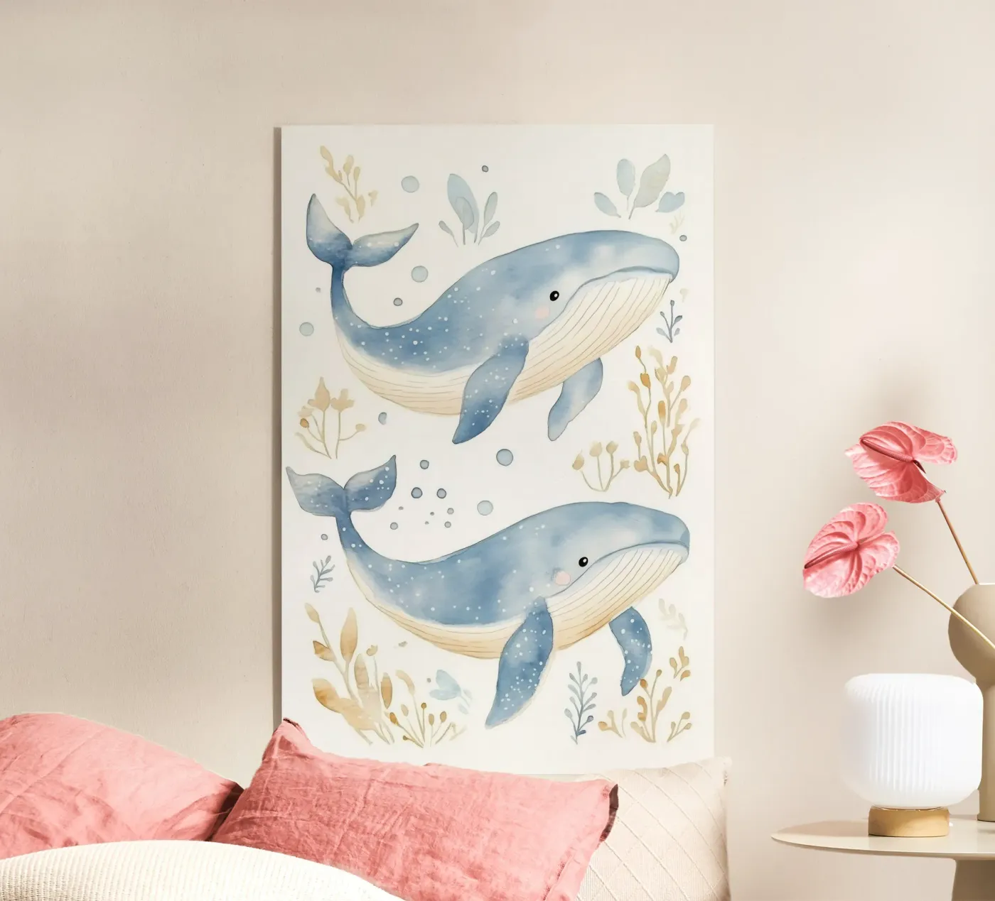 Walvissen Aquarel acryl van Jungle Joy Art