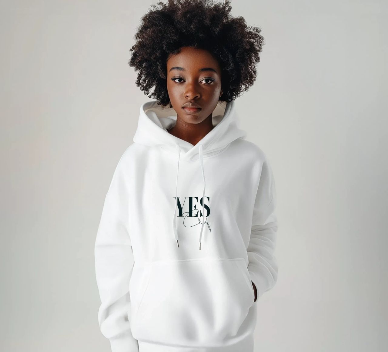 Sì Chef Tipografia semplice e minimalista felpa con cappuccio da YV TYPOGRAPHY