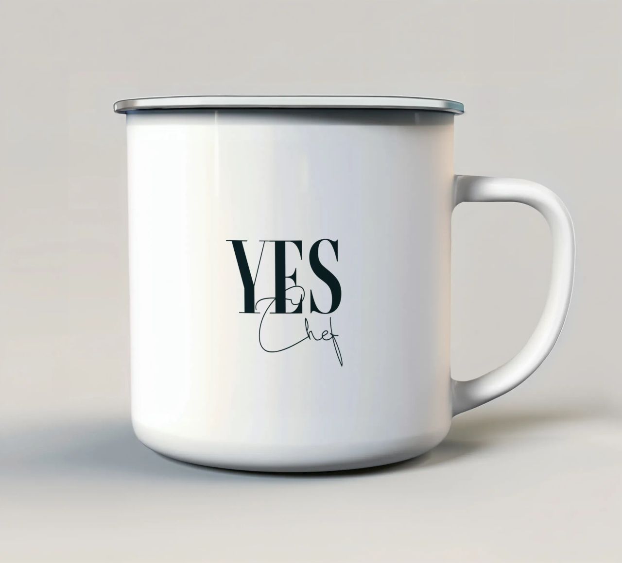 Sì Chef Tipografia semplice e minimalista tazza in smalto da YV TYPOGRAPHY