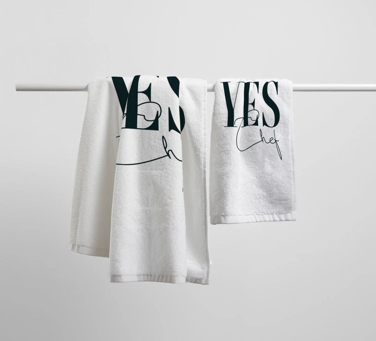 Yes Chef Simple Minimalist Typography towel by YV TYPOGRAPHY