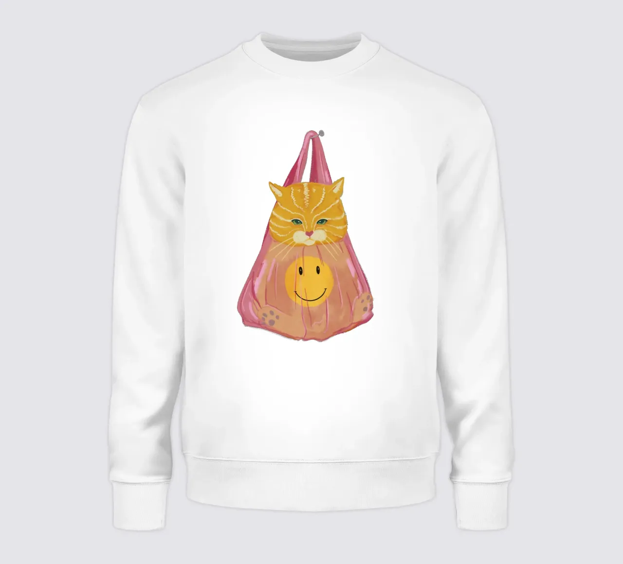 Kat in een zak sweatshirt van Illustration Raissa Oltmanns