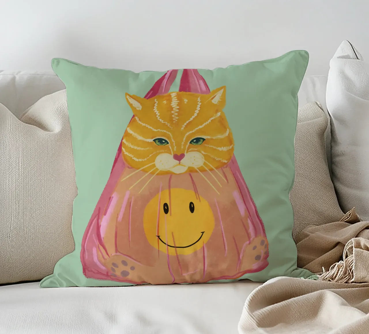 Gatto in borsa cuscino da Illustration Raissa Oltmanns