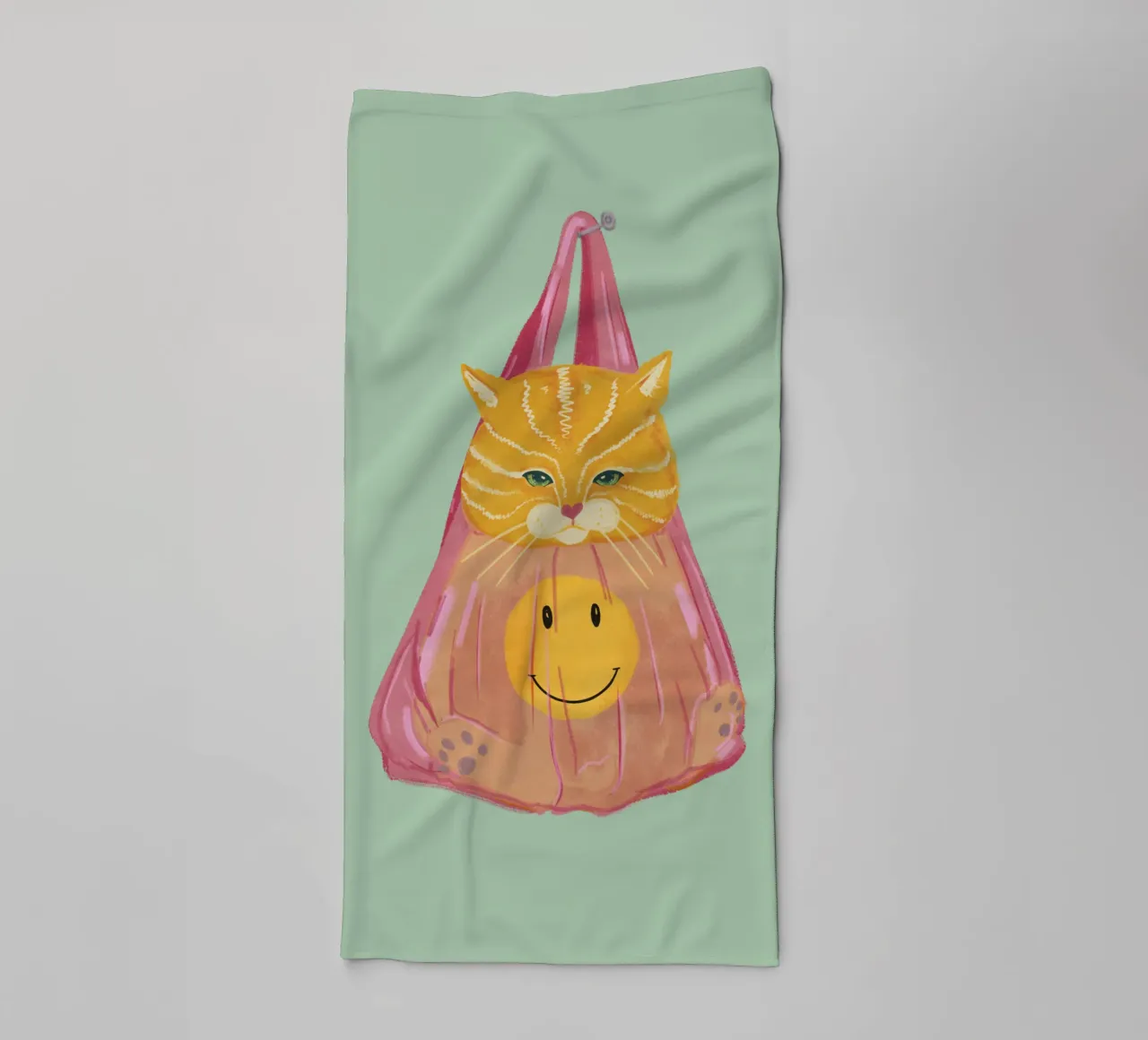 Chat dans un sac serviette de bain de Illustration Raissa Oltmanns