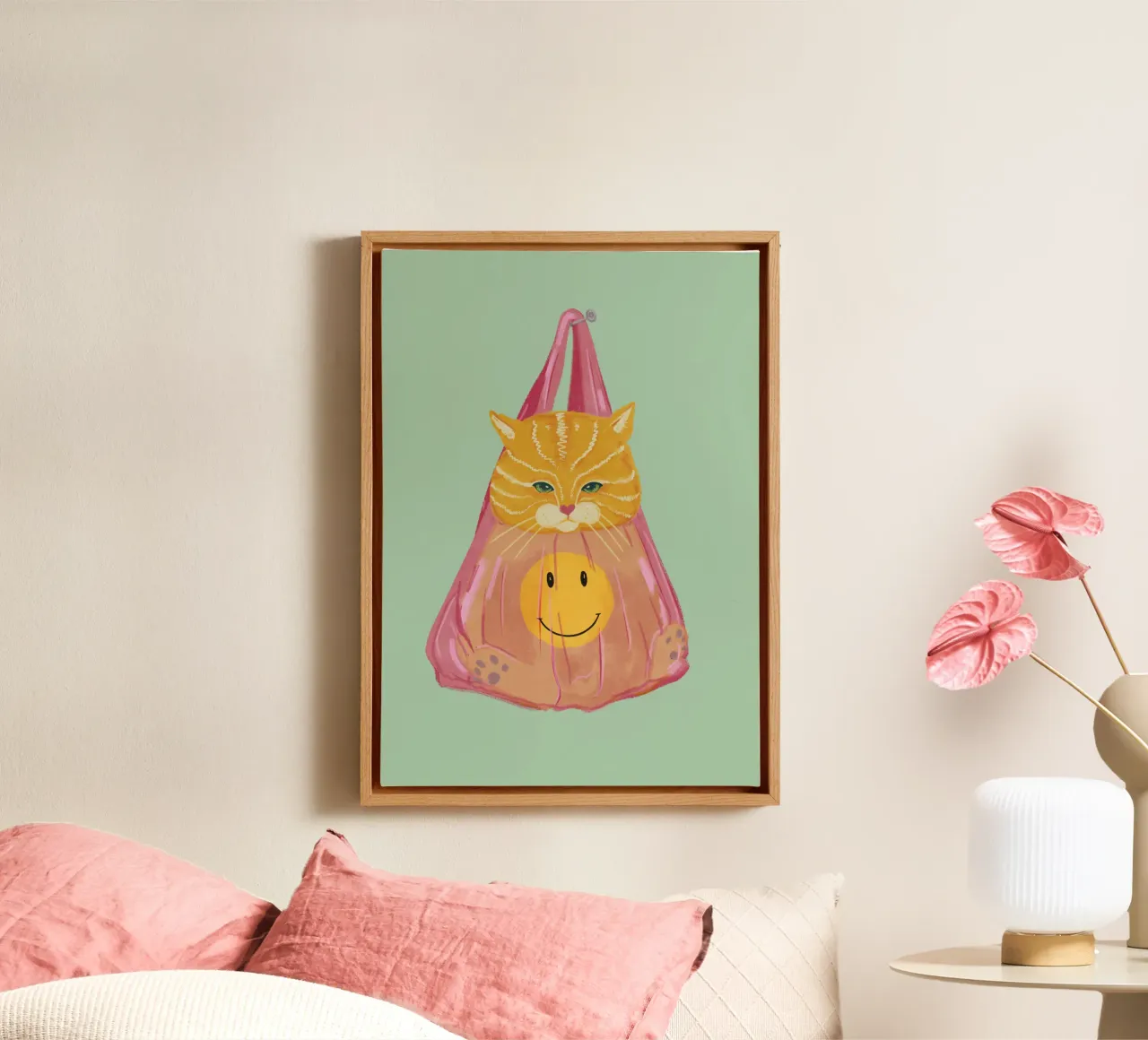 Gatto in borsa tela con Cornice a cassetta da Illustration Raissa Oltmanns