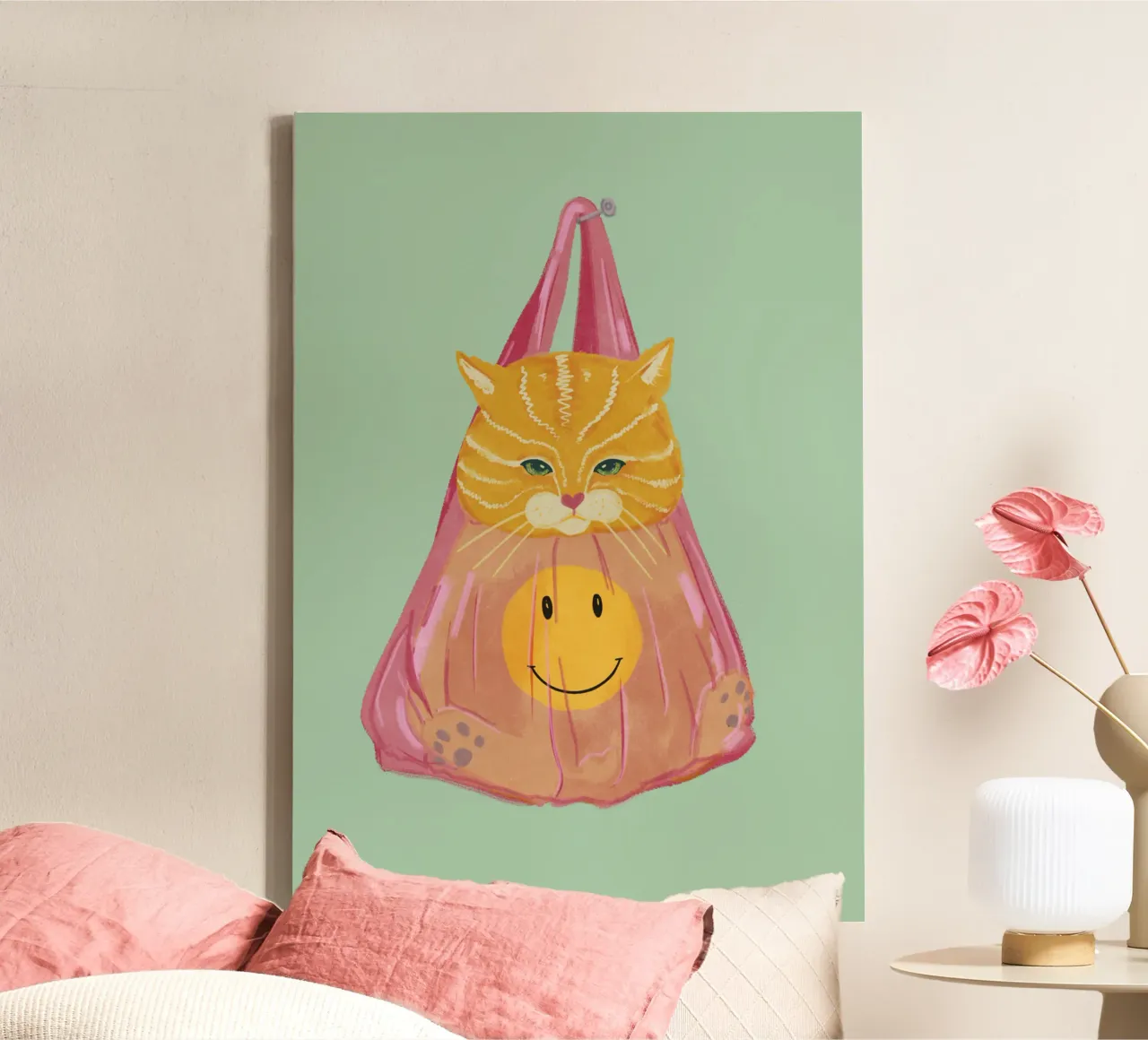 Gatto in borsa tela con Cornice a cassetta da Illustration Raissa Oltmanns