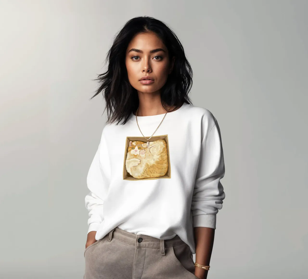 Cat in a Box sweatshirt by Illustration Raissa Oltmanns