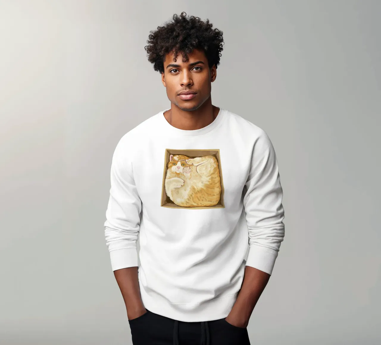 Cat in a Box sweatshirt by Illustration Raissa Oltmanns