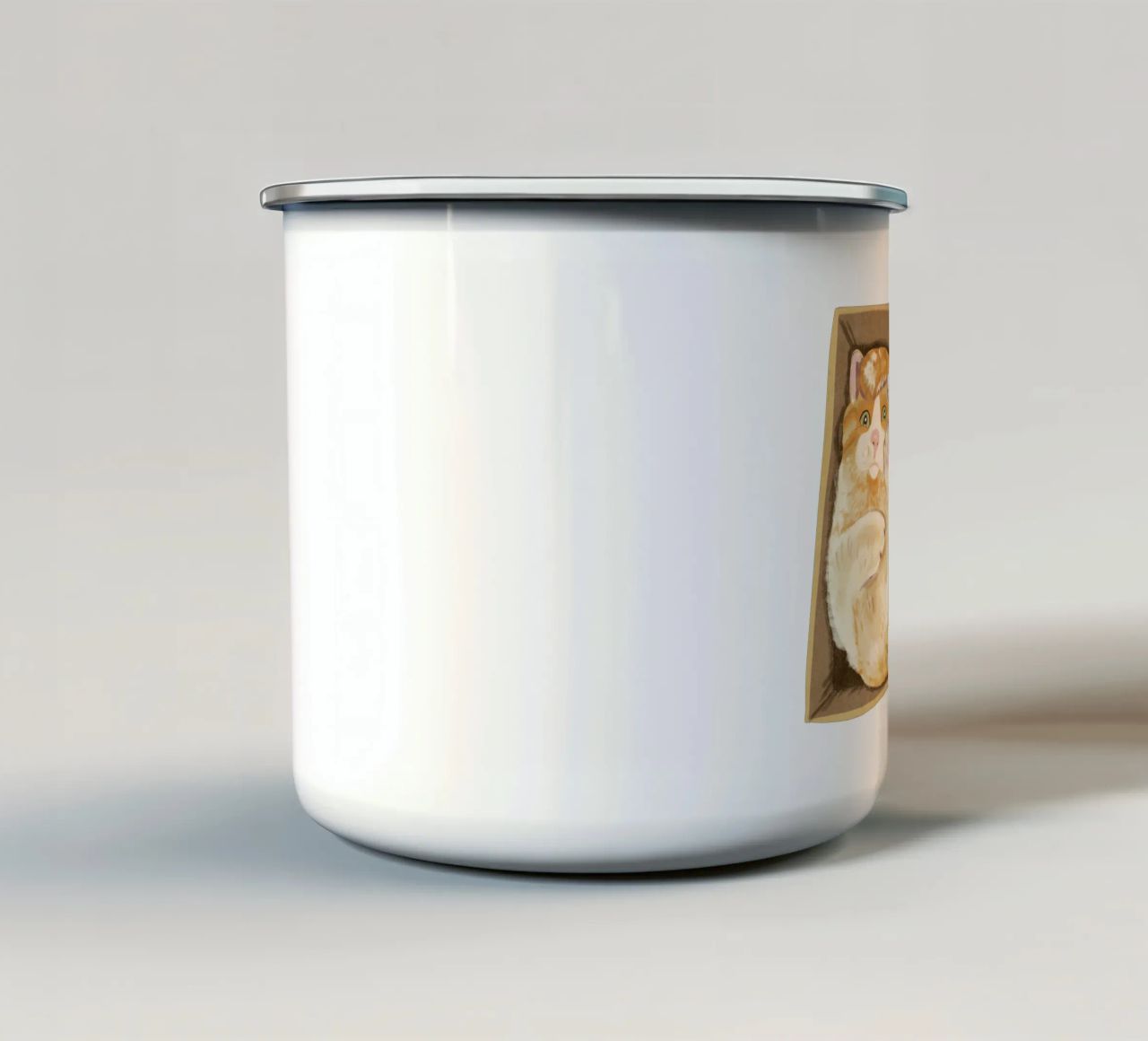 Gatto in scatola tazza in smalto da Illustration Raissa Oltmanns