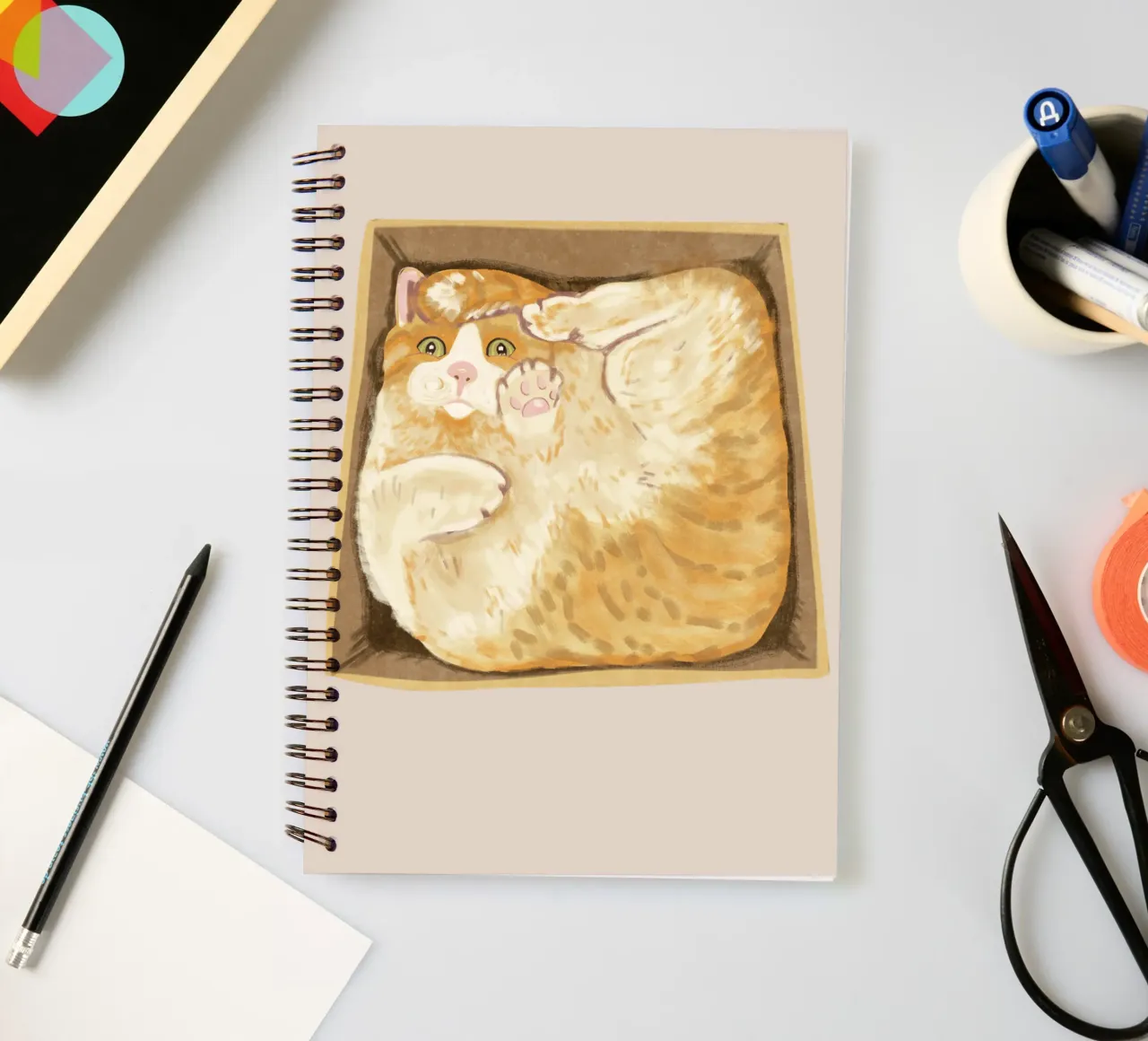Cat in a Box spiral notebook by Illustration Raissa Oltmanns