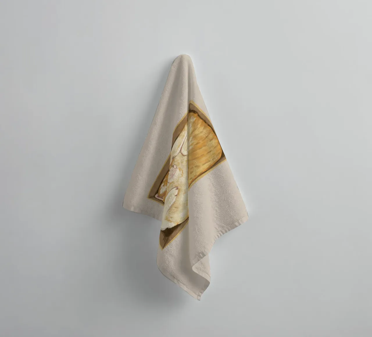 Cat in a Box towel by Illustration Raissa Oltmanns
