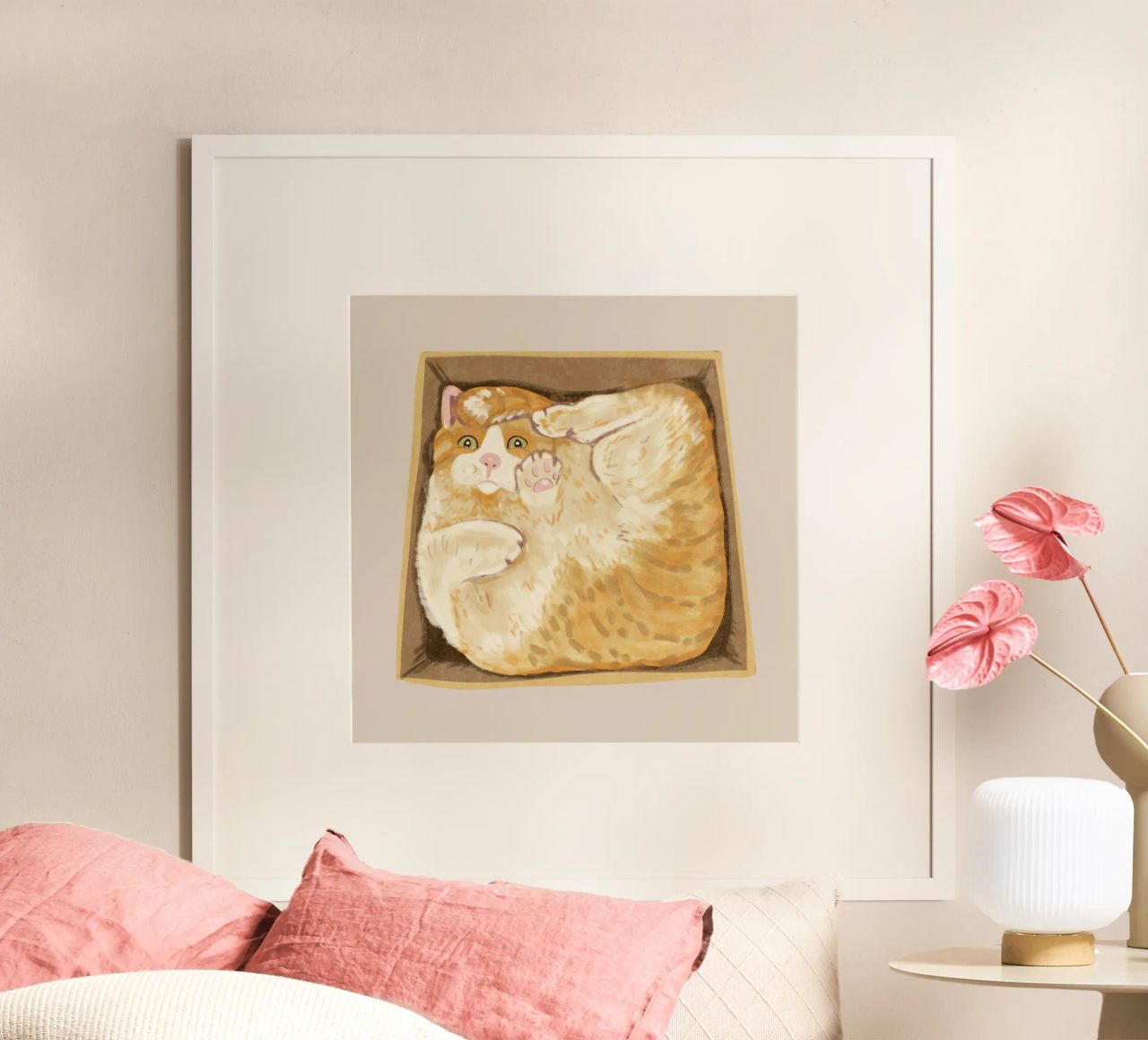 Katze im Karton Poster von Illustration Raissa Oltmanns