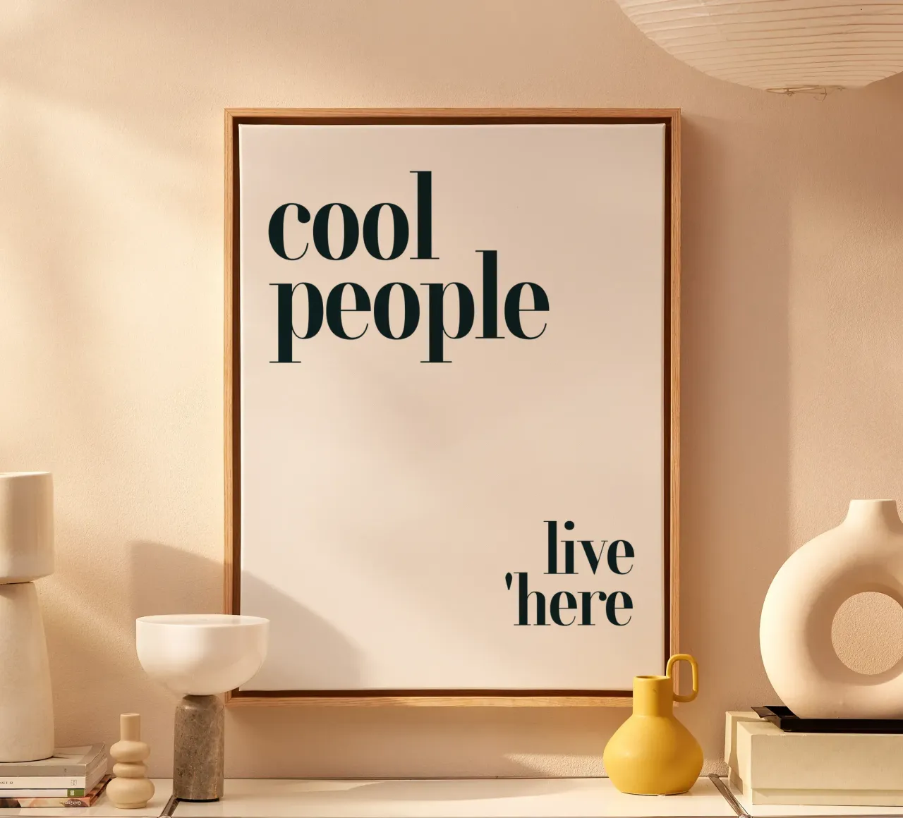 Cool People Live Here Modern Minimalist Typography canvas with Floater frame by YV TYPOGRAPHY