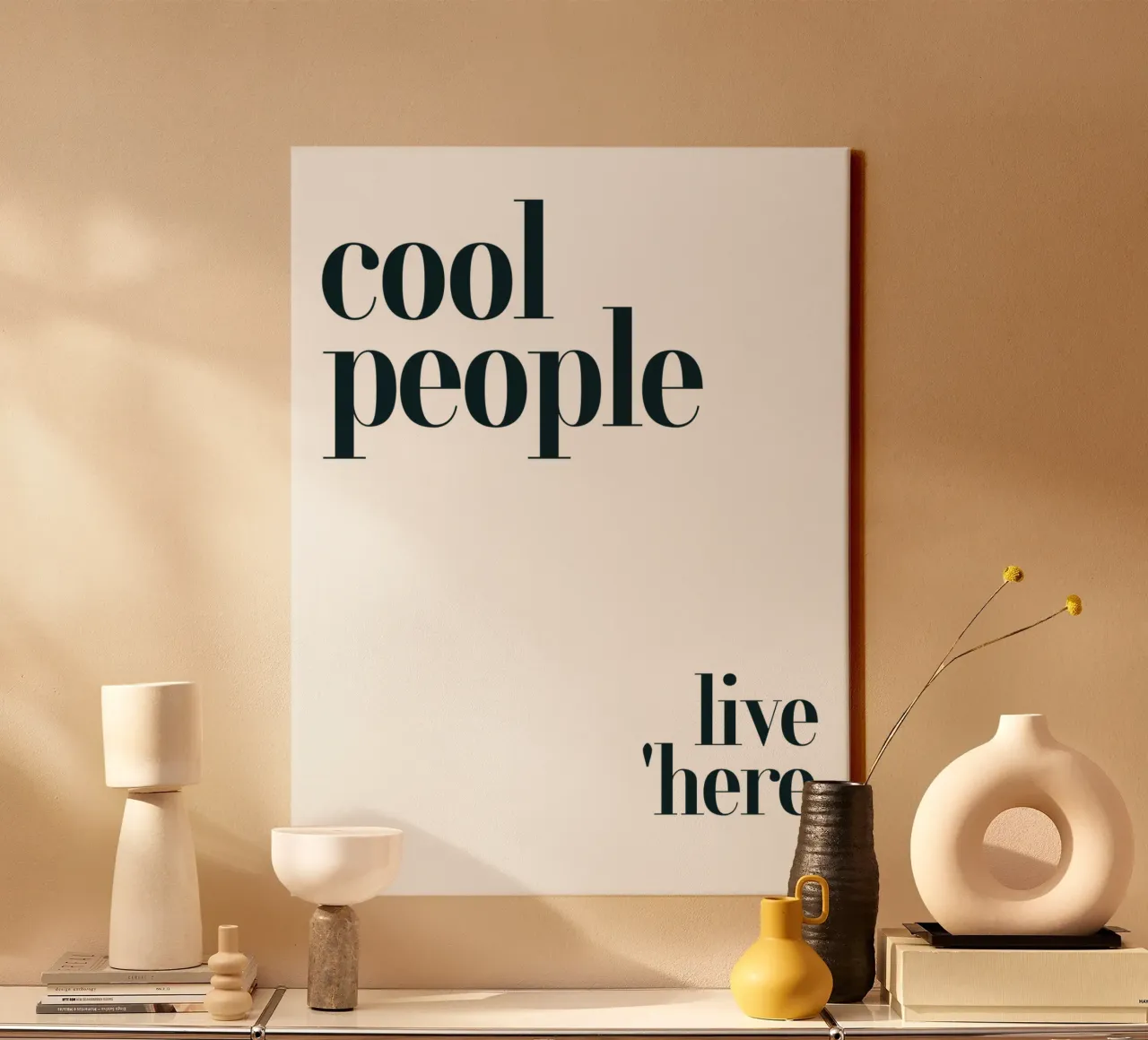Cool People Live Here Modern Minimalist Typography canvas with Floater frame by YV TYPOGRAPHY
