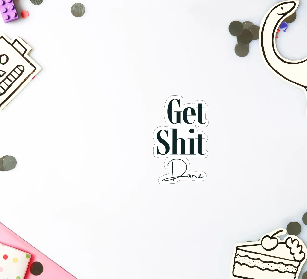 Get Shit Done Modern Minimalist Typography Sticker von YV TYPOGRAPHY