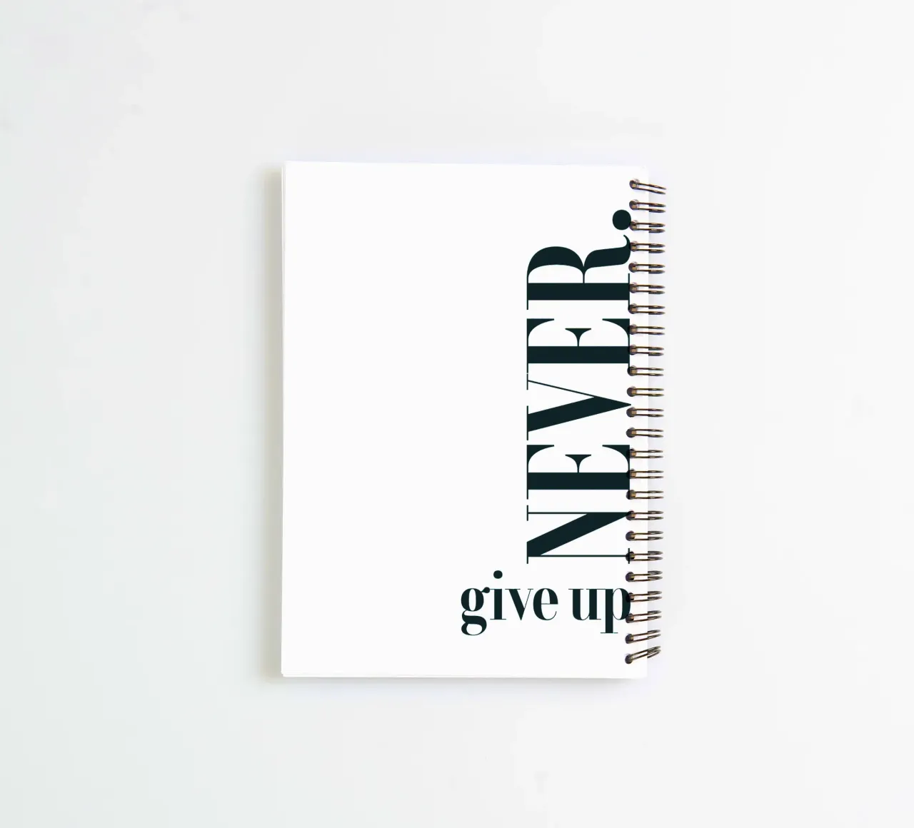 Never Give Up Modern Minimalist Typography spiral notebook by YV TYPOGRAPHY