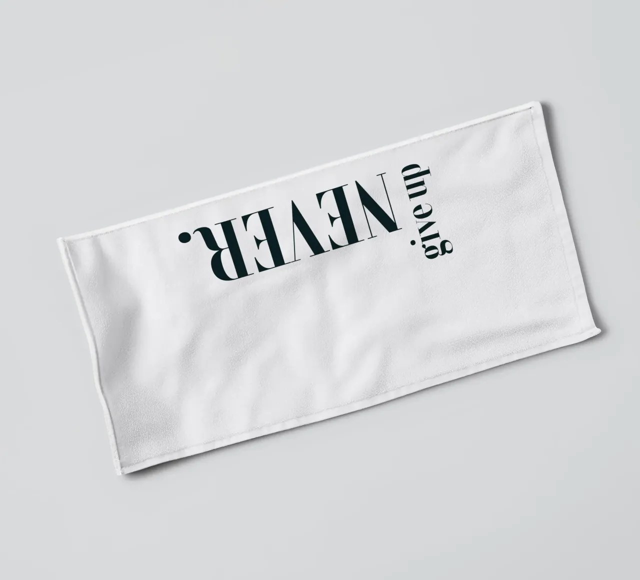 Never Give Up Modern Minimalist Typography towel by YV TYPOGRAPHY