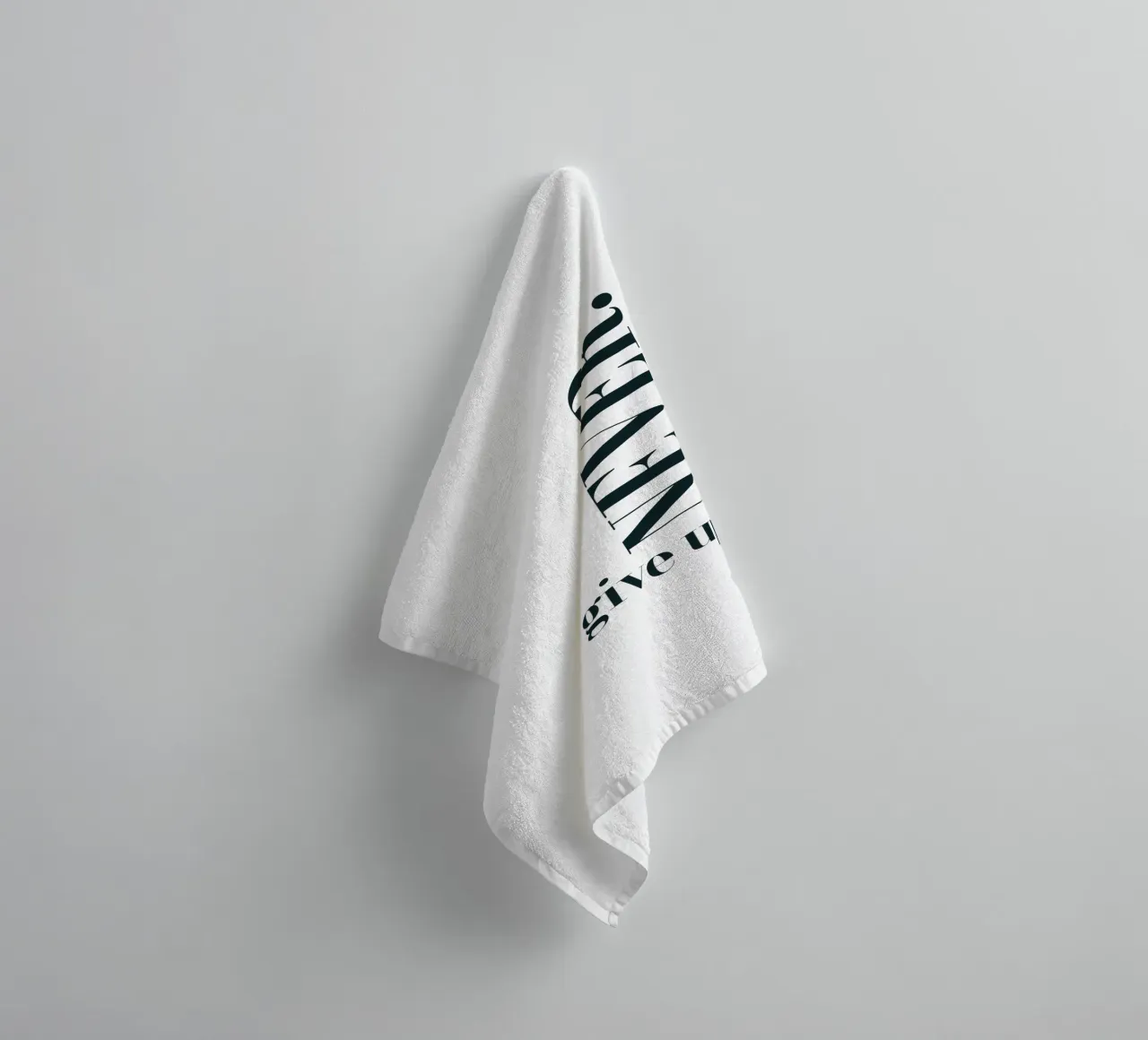 Never Give Up Modern Minimalist Typography towel by YV TYPOGRAPHY